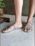 Womens Silver Shimmer Flats